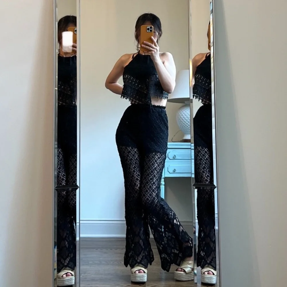 Zara crochet flared knit pants with tassels and beads - Picture 5 of 16